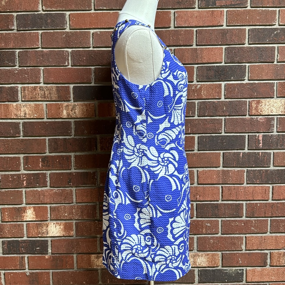 Lily Pulitzer Spectrum Blue Tide Pools Beaded Lindy Dress Size 4 - Picture 7 of 12